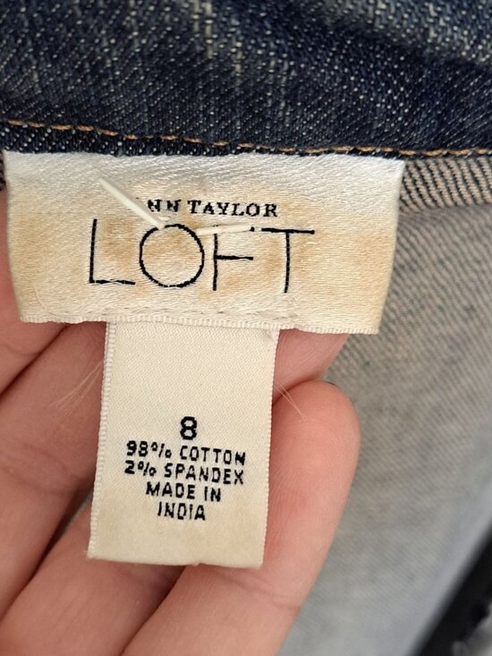 Y2K Ann Taylor Loft Womens Denim Blazer Jacket Size 8 Button Front Cotton Blue - Picture 5 of 10